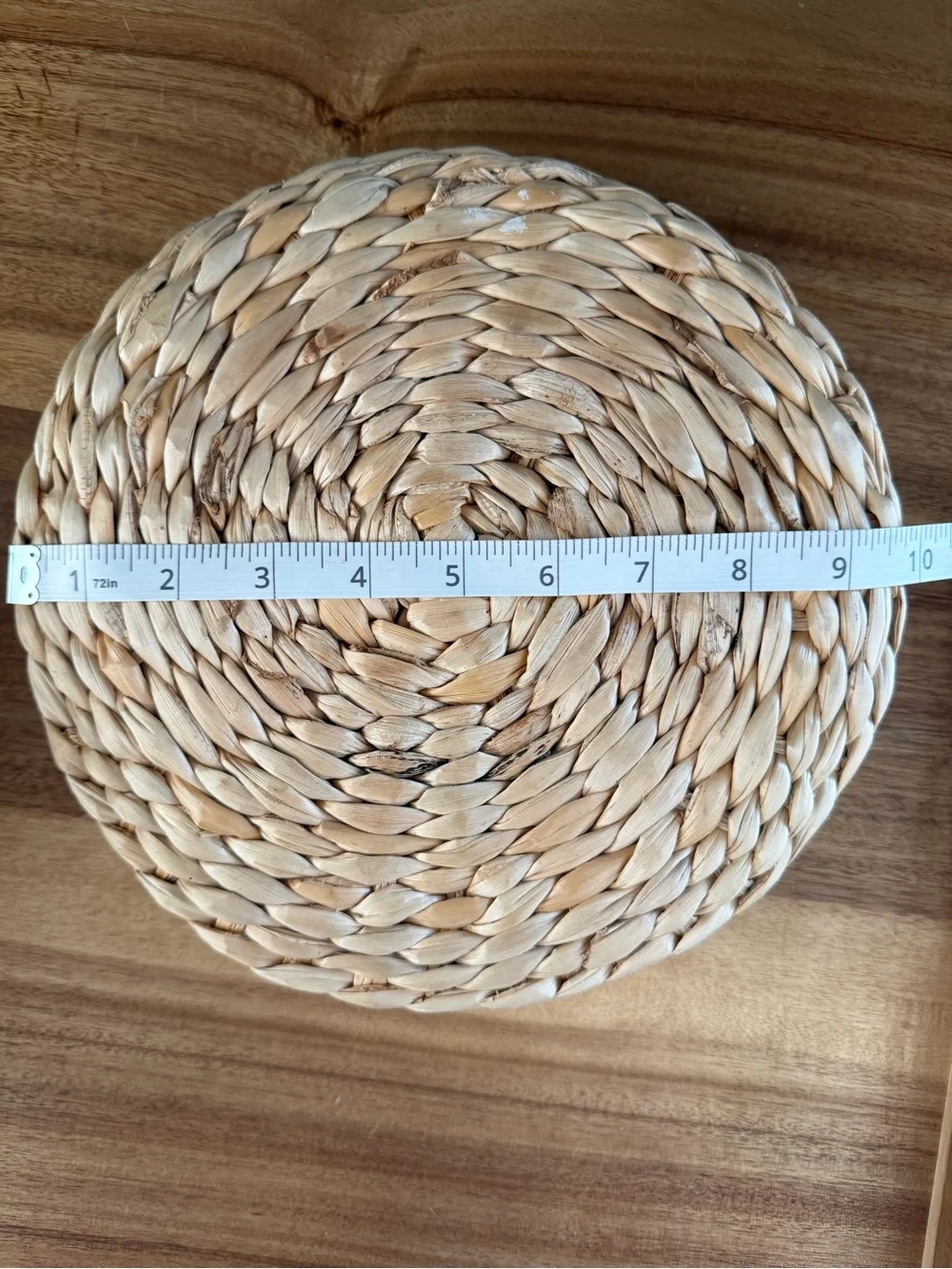 Natural Woven Straw Basket Bowl | Round Boho Decor 9.5”